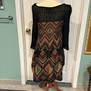 Peruvian Connection Dress in multi colors with  metallic thread accents.